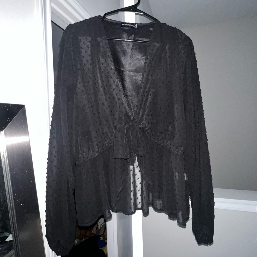 Plus size tie-front blouse